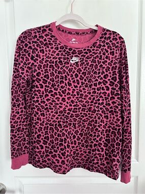 Nike Red and Black Leopard Print Tee